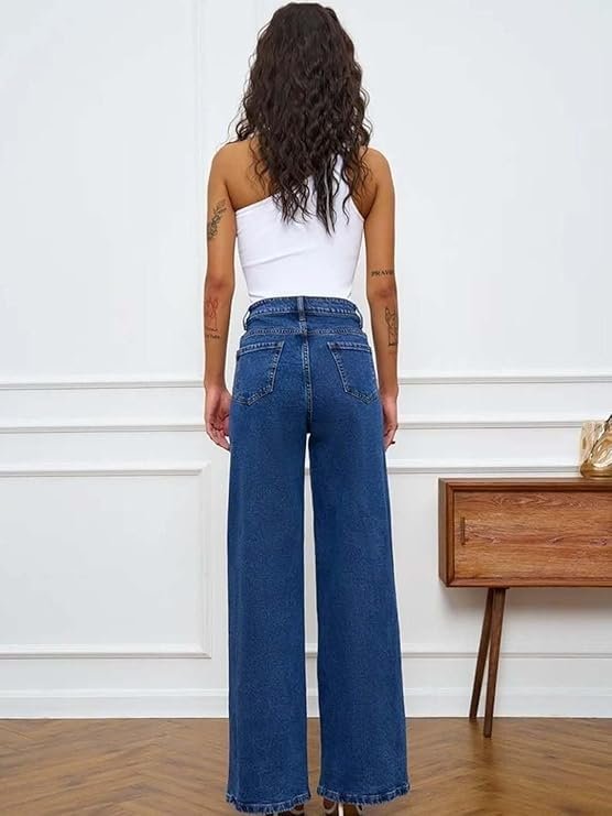 KOTTY Women’s High Waist Wide Leg Jeans Stretchable Denim Casual Wear for Modern Styling - Image 2